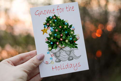 Gnome For The Holidays Christmas Card, Custom Christmas Card - Click Image to Close